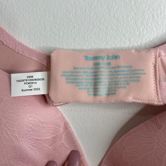 Tommy John Bra Womens 38B Pink Second Skin Lightly Lined Wireless Lace No Show - Picture 4 of 7